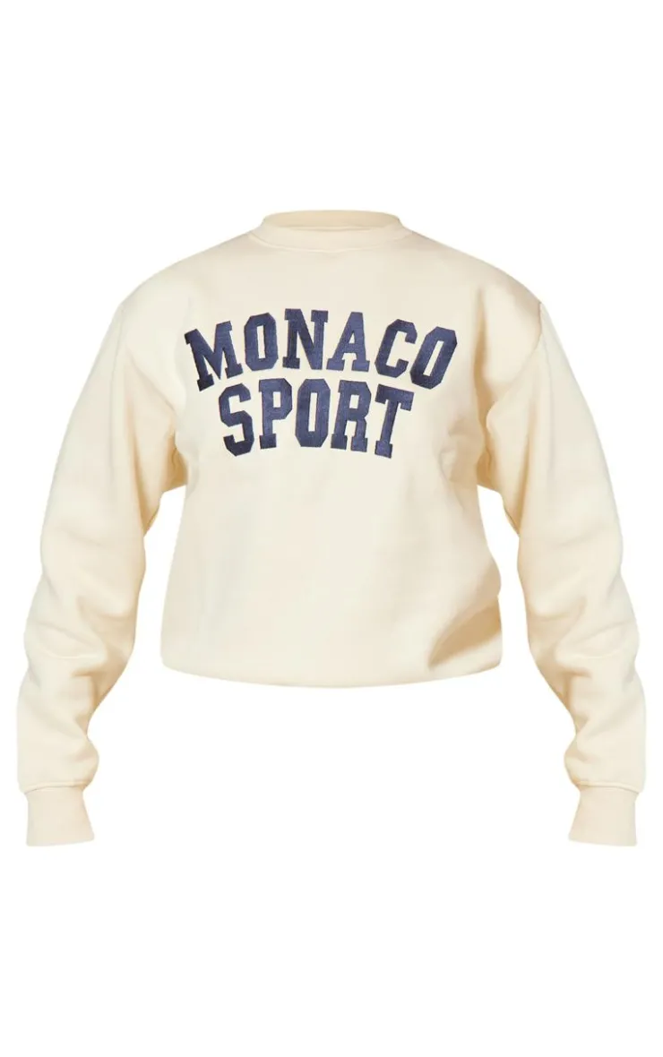 PrettyLittleThing Cream Sweatsuits*Monaco Sports Embroidered Sweatshirt