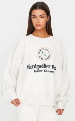 Cream Montpellier Printed Sweatshirt