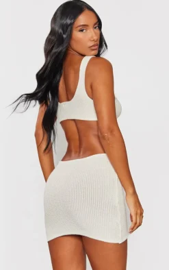 Cream O Ring Trim Crochet Dress