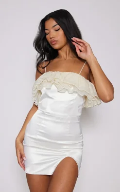 Organza Frill Strappy Satin Bodycon Dress-PrettyLittleThing New