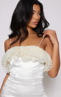 Organza Frill Strappy Satin Bodycon Dress-PrettyLittleThing New