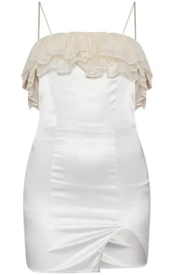 Organza Frill Strappy Satin Bodycon Dress-PrettyLittleThing New