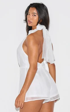 Organza High Tie Neck Romper-PrettyLittleThing Sale