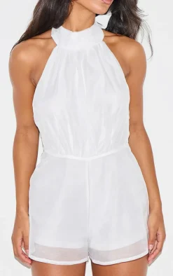 Organza High Tie Neck Romper-PrettyLittleThing Sale