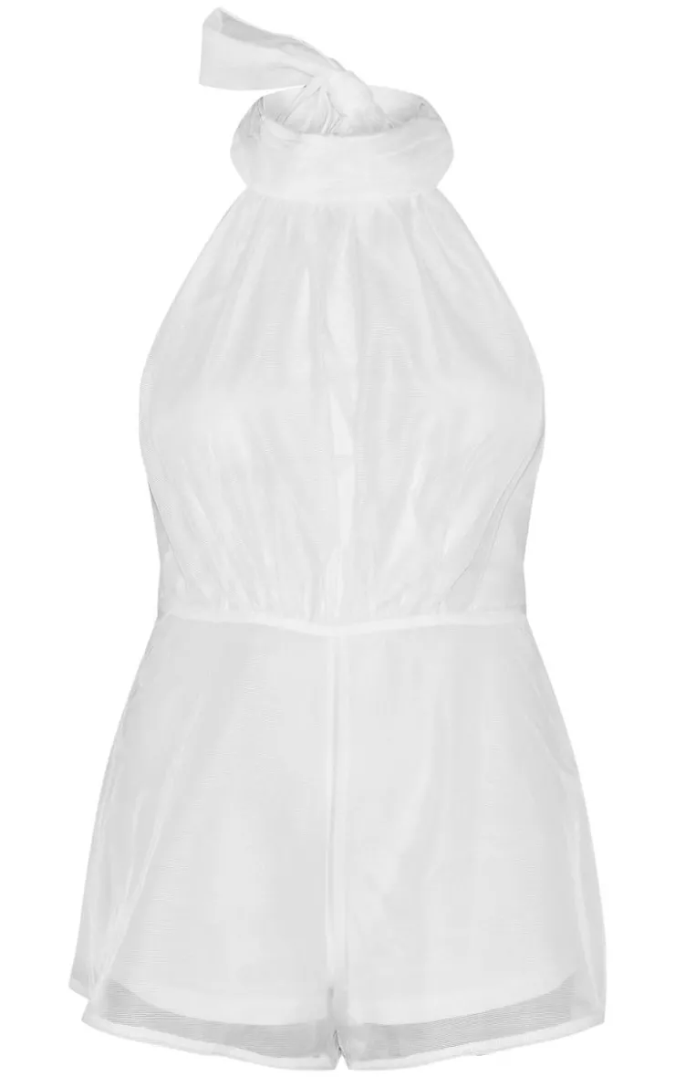 Organza High Tie Neck Romper-PrettyLittleThing Sale
