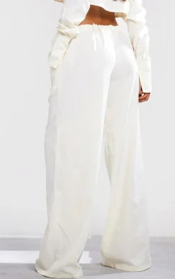 Best PrettyLittleThing Oversized Drawstring Straight Leg Pant Cream