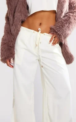 Best PrettyLittleThing Oversized Drawstring Straight Leg Pant Cream