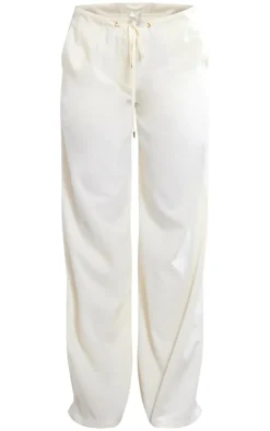 Best PrettyLittleThing Oversized Drawstring Straight Leg Pant Cream