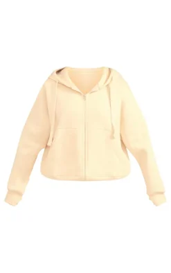 Cream Oversized Hooded Zip Up Sweatshirt