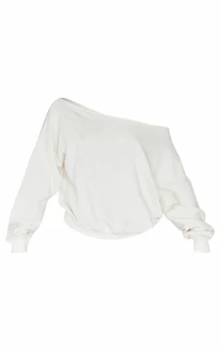 Cream Oversized Off Shoulder Sweatshirt