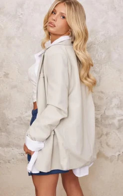 Cream Oversized Structured Blazer