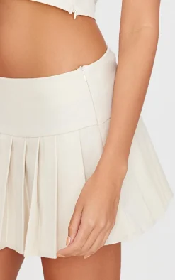 Sale PrettyLittleThing Pleated Micro Mini Skirt Cream