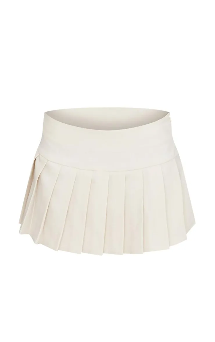 Sale PrettyLittleThing Pleated Micro Mini Skirt Cream
