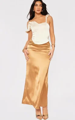 PrettyLittleThing Corsets*Premium Satin Rose Applieque Corset Top