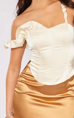 PrettyLittleThing Corsets*Premium Satin Rose Applieque Corset Top