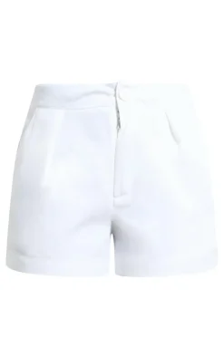 Clearance PrettyLittleThing Premium Tailored Woven Shorts Cream
