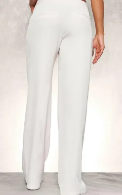 Online PrettyLittleThing Premium Woven High Waist Tailored Pants Cream