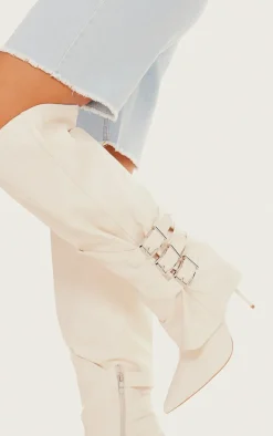 PrettyLittleThing High Heels*PU Buckle Detail High Stiletto Heel Knee High Boots