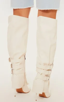 PrettyLittleThing High Heels*PU Buckle Detail High Stiletto Heel Knee High Boots