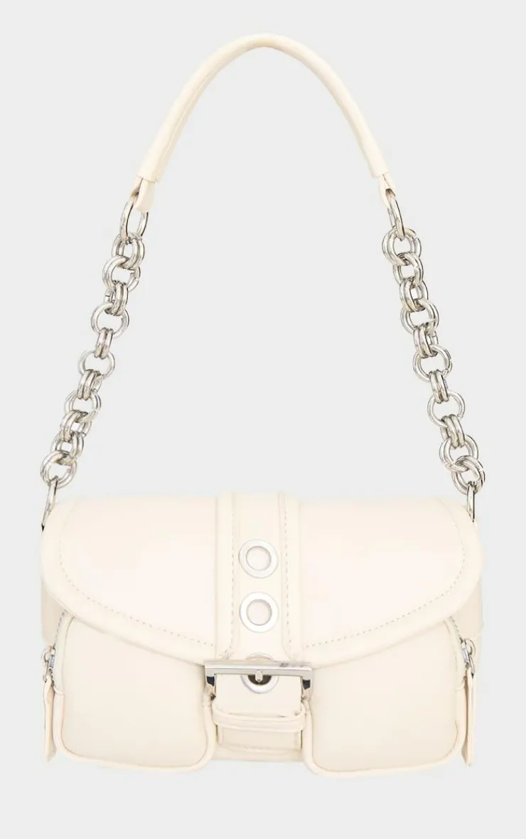 PrettyLittleThing Shoulder Bags*Pu Buckle Detail Link Handle Shoulder Bag