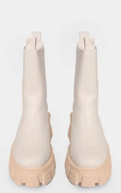 PrettyLittleThing Ankle Boots*PU Chunky Sole High Chelsea Ankle Boots