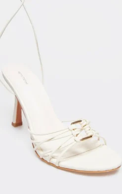 PrettyLittleThing Heeled Sandals*PU Gold Buckle Round Toe Lace Up Heeled Sandals