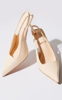 PrettyLittleThing Mid Heels*Pu Point Toe Boxy Cut Sling Back Heeled Courts