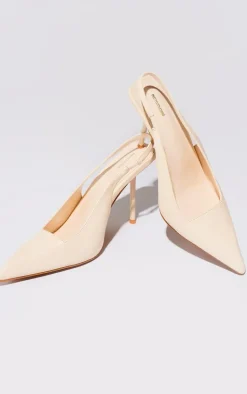 PrettyLittleThing Mid Heels*Pu Point Toe Boxy Cut Sling Back Heeled Courts