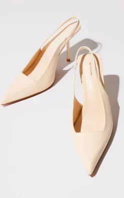 PrettyLittleThing Mid Heels*Pu Point Toe Boxy Cut Sling Back Heeled Courts