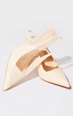 PrettyLittleThing Mid Heels*Pu Point Toe Boxy Cut Sling Back Heeled Courts