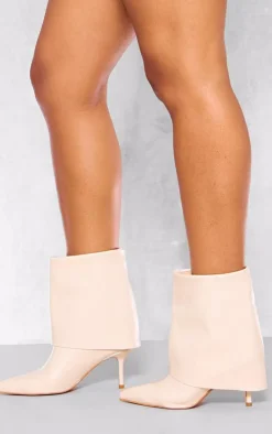 PrettyLittleThing Low Heels*PU Point Toe Fold Over Low Heeled Ankle Boots