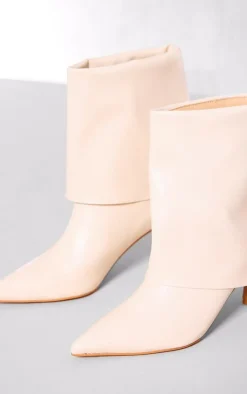 PrettyLittleThing Low Heels*PU Point Toe Fold Over Low Heeled Ankle Boots