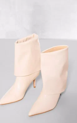PrettyLittleThing Low Heels*PU Point Toe Fold Over Low Heeled Ankle Boots