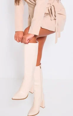 PrettyLittleThing High Heels*Pu Point Toe Knee High Block Heeled Boots