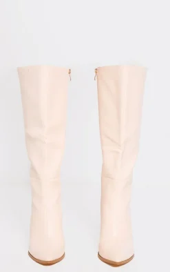 PrettyLittleThing High Heels*Pu Point Toe Knee High Block Heeled Boots