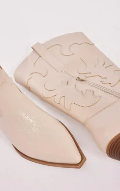 PrettyLittleThing Low Heels*Pu Point Toe Low Block Heel Stitched Western Boots