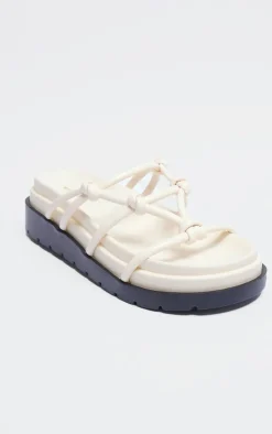 PrettyLittleThing Flat Sandals*PU Round Toe Knotted Tube Strap Sandals