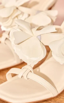 PrettyLittleThing Mules*PU Round Toe Satin Corsage Strap Heeled Sandals