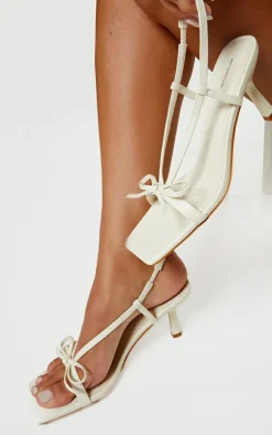PrettyLittleThing Low Heels*PU Square Toe Bow Sling Back Mid Heeled Sandals
