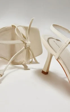 PrettyLittleThing Low Heels*PU Square Toe Bow Sling Back Mid Heeled Sandals