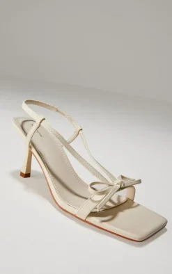 PrettyLittleThing Low Heels*PU Square Toe Bow Sling Back Mid Heeled Sandals