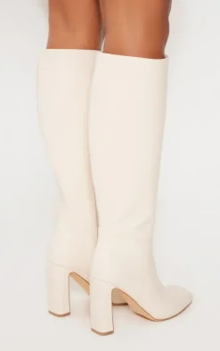 PrettyLittleThing High Heels*PU Square Toe Knee High Zip Block High Heel Boots