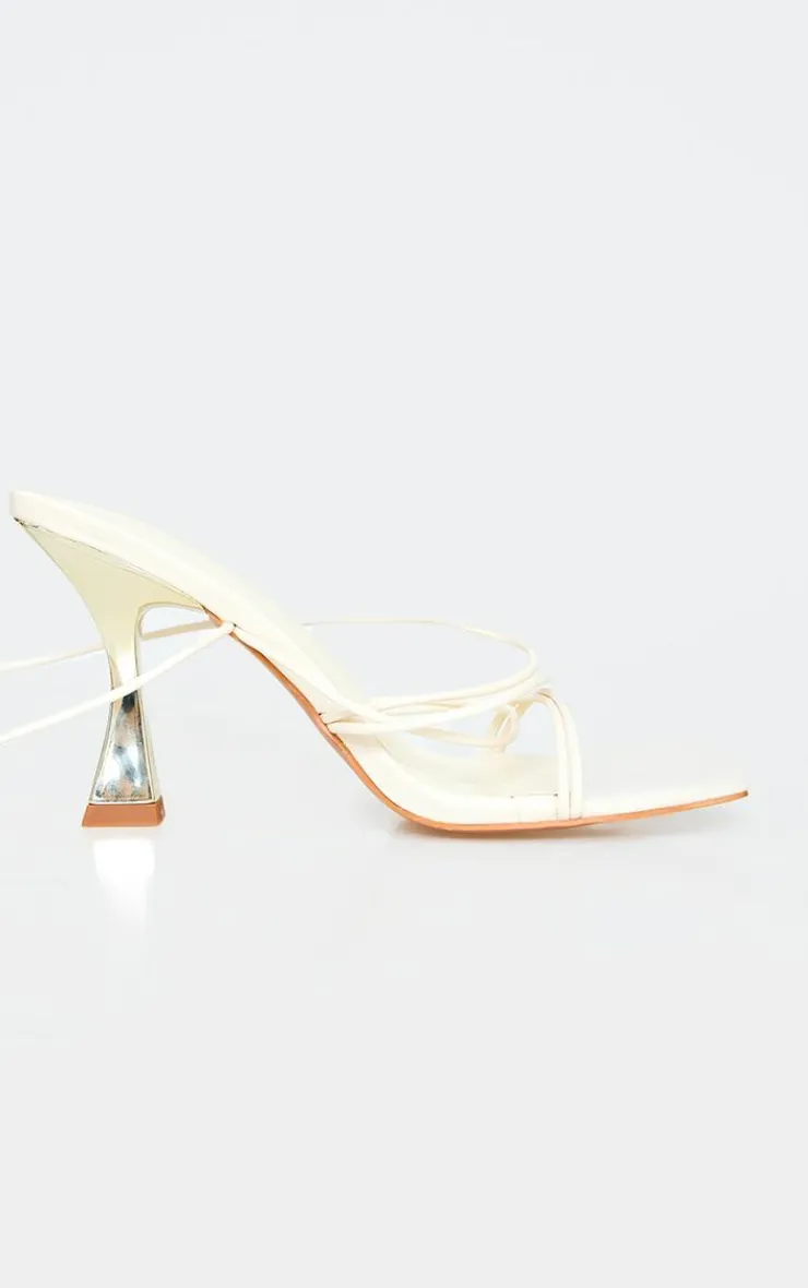 PrettyLittleThing Lace Up Heels*PU Square Toe Strappy Lace Up Heeled Sandals