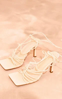 PrettyLittleThing Mid Heels*PU Square Toe Woven Lace Heeled Sandals