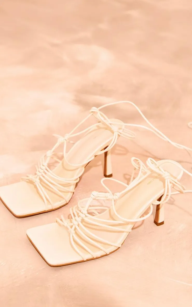 PrettyLittleThing Mid Heels*PU Square Toe Woven Lace Heeled Sandals