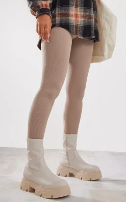 PrettyLittleThing Ankle Boots*Pu Textured Extreme Cleated Sole Ankle Sock Boots