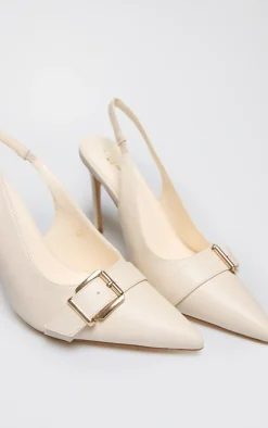 PrettyLittleThing Wide Fit Heels*PU Wide Fit Buckle Detail Stiletto High Heel Sling Back Court Heels