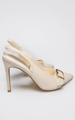 PrettyLittleThing Wide Fit Heels*PU Wide Fit Buckle Detail Stiletto High Heel Sling Back Court Heels
