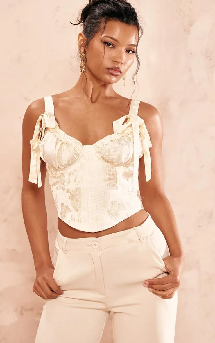 PrettyLittleThing Corsets*Quilted Jacquard Tie Shoulder Corset