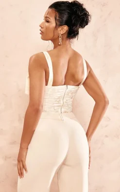 PrettyLittleThing Corsets*Quilted Jacquard Tie Shoulder Corset